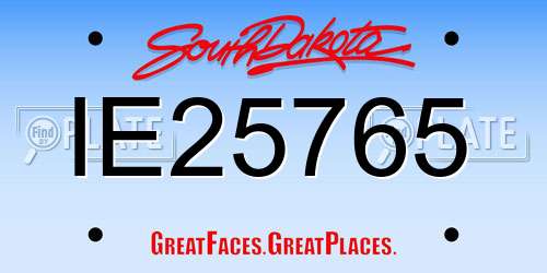 IE25765 South Dakota License Plate