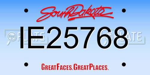 IE25768 South Dakota License Plate