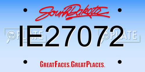 IE27072 South Dakota License Plate