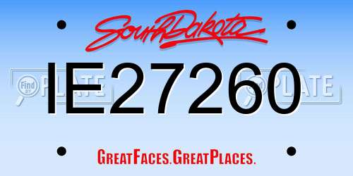 IE27260 South Dakota License Plate