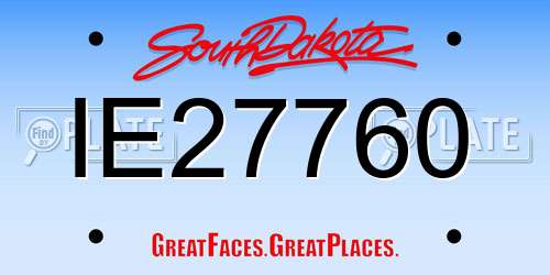 IE27760 South Dakota License Plate
