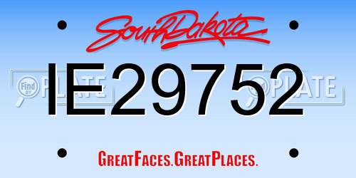 IE29752 South Dakota License Plate