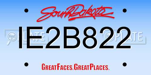 IE2B822 South Dakota License Plate