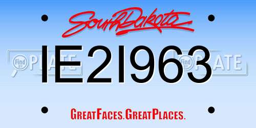 IE2I963 South Dakota License Plate