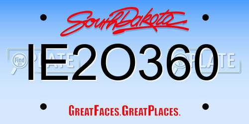 IE2O360 South Dakota License Plate