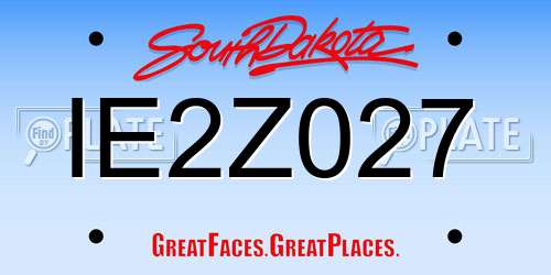 IE2Z027 South Dakota License Plate