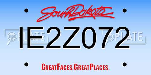 IE2Z072 South Dakota License Plate
