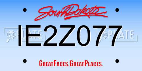 IE2Z077 South Dakota License Plate