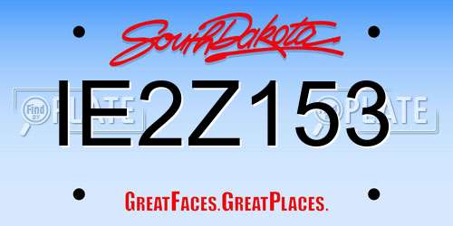 IE2Z153 South Dakota License Plate