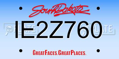IE2Z760 South Dakota License Plate