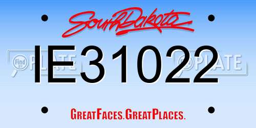 IE31022 South Dakota License Plate