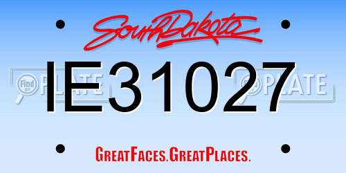 IE31027 South Dakota License Plate