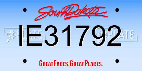IE31792 South Dakota License Plate