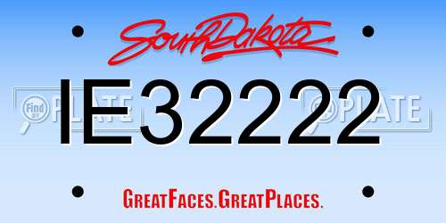 IE32222 South Dakota License Plate