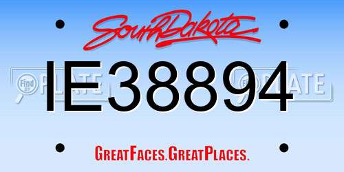 IE38894 South Dakota License Plate