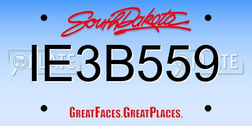 IE3B559 South Dakota License Plate