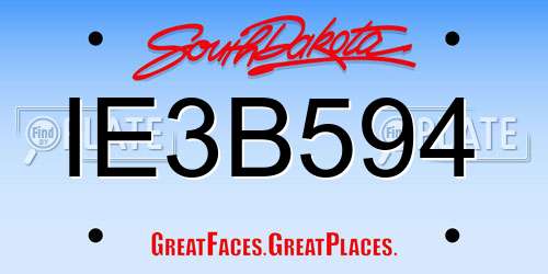 IE3B594 South Dakota License Plate