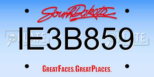 IE3B859 South Dakota License Plate