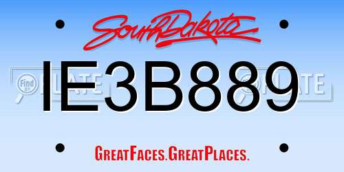 IE3B889 South Dakota License Plate