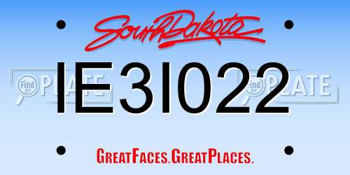 IE3I022 South Dakota License Plate