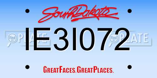 IE3I072 South Dakota License Plate