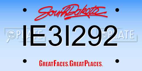 IE3I292 South Dakota License Plate
