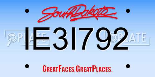 IE3I792 South Dakota License Plate