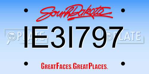 IE3I797 South Dakota License Plate