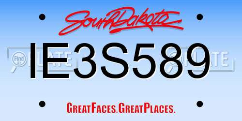 IE3S589 South Dakota License Plate