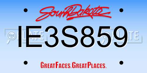IE3S859 South Dakota License Plate