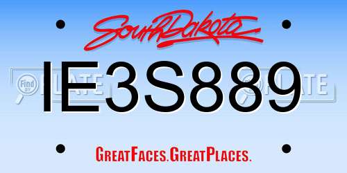 IE3S889 South Dakota License Plate