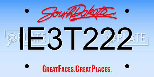 IE3T222 South Dakota License Plate
