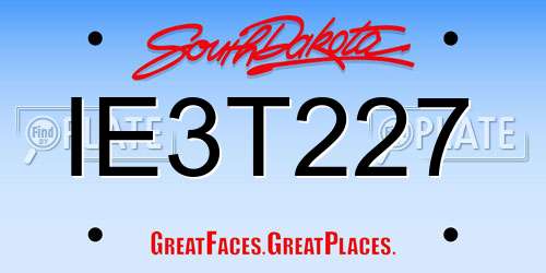 IE3T227 South Dakota License Plate