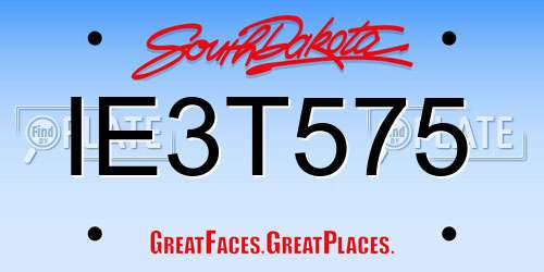 IE3T575 South Dakota License Plate
