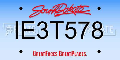 IE3T578 South Dakota License Plate