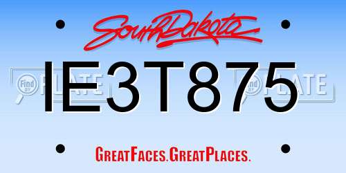 IE3T875 South Dakota License Plate