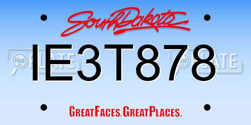 IE3T878 South Dakota License Plate