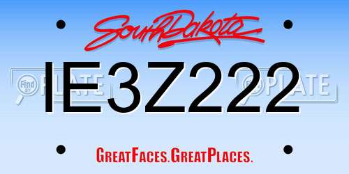 IE3Z222 South Dakota License Plate