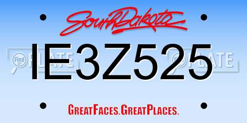 IE3Z525 South Dakota License Plate