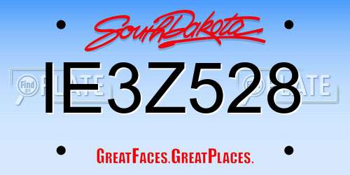 IE3Z528 South Dakota License Plate
