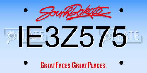 IE3Z575 South Dakota License Plate
