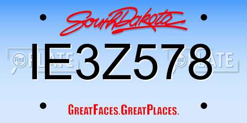 IE3Z578 South Dakota License Plate