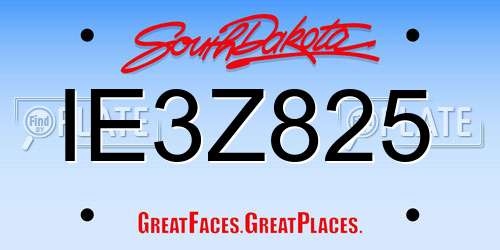 IE3Z825 South Dakota License Plate