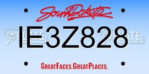IE3Z828 South Dakota License Plate