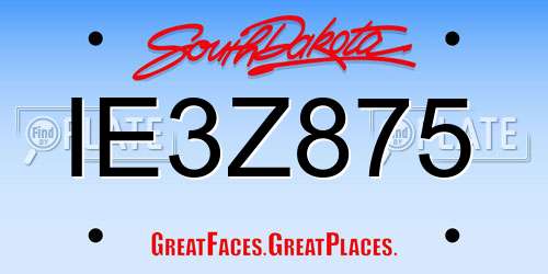 IE3Z875 South Dakota License Plate