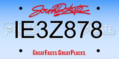 IE3Z878 South Dakota License Plate