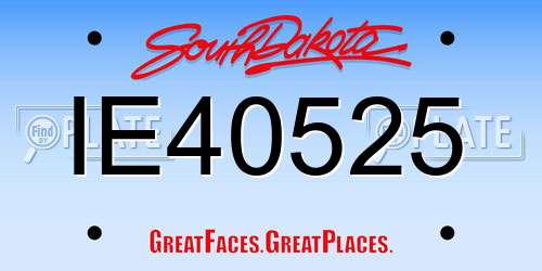 IE40525 South Dakota License Plate
