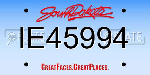 IE45994 South Dakota License Plate