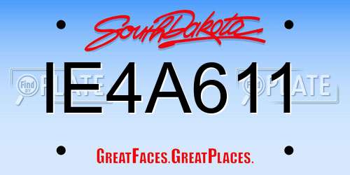 IE4A611 South Dakota License Plate