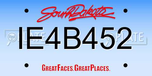 IE4B452 South Dakota License Plate